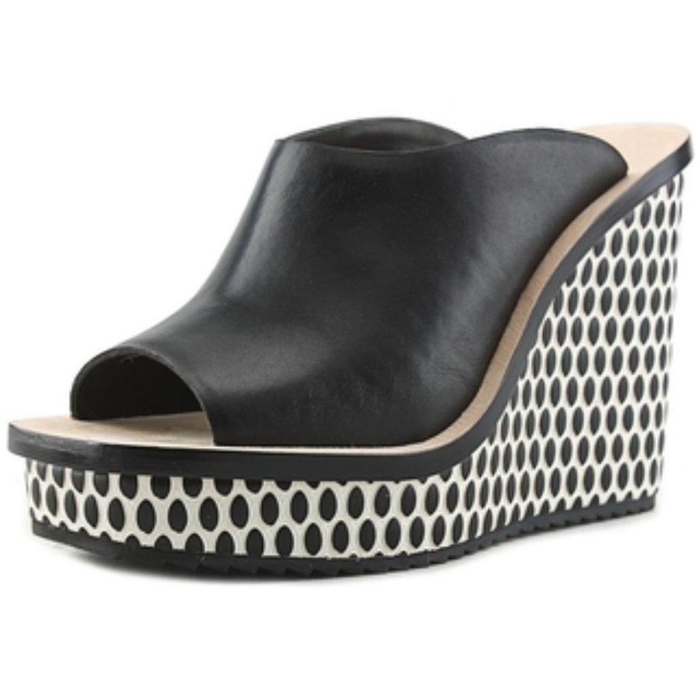Loeffler Randall Pattern Peep Toe Wedge Mule EUC